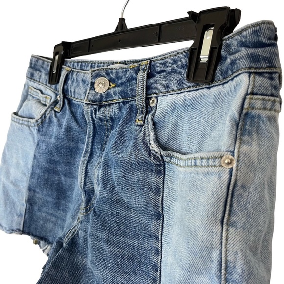 BDG URBAN OUTFITTERS Patchwork Cut Off Raw Hem Jean Shorts Blue Denim sz 28 x 2 - Picture 5 of 16